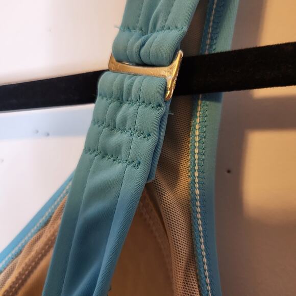 LL Bean Aqua Full Coverage Modest Skirt front tie waist one piece Swim Suit 16 - Picture 3 of 7